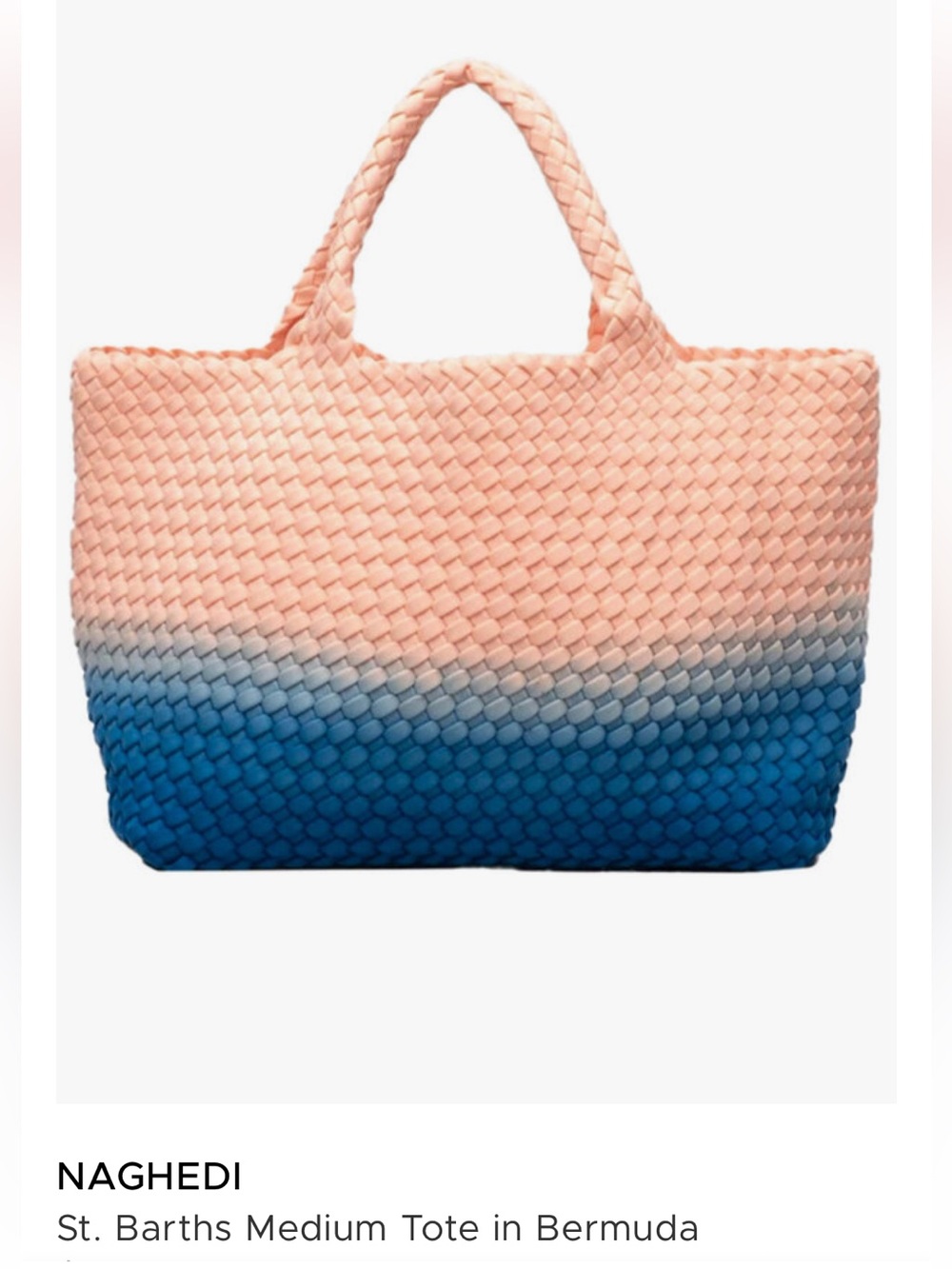 NAGHEDI Woven Ombre Tote in Peach and Blue